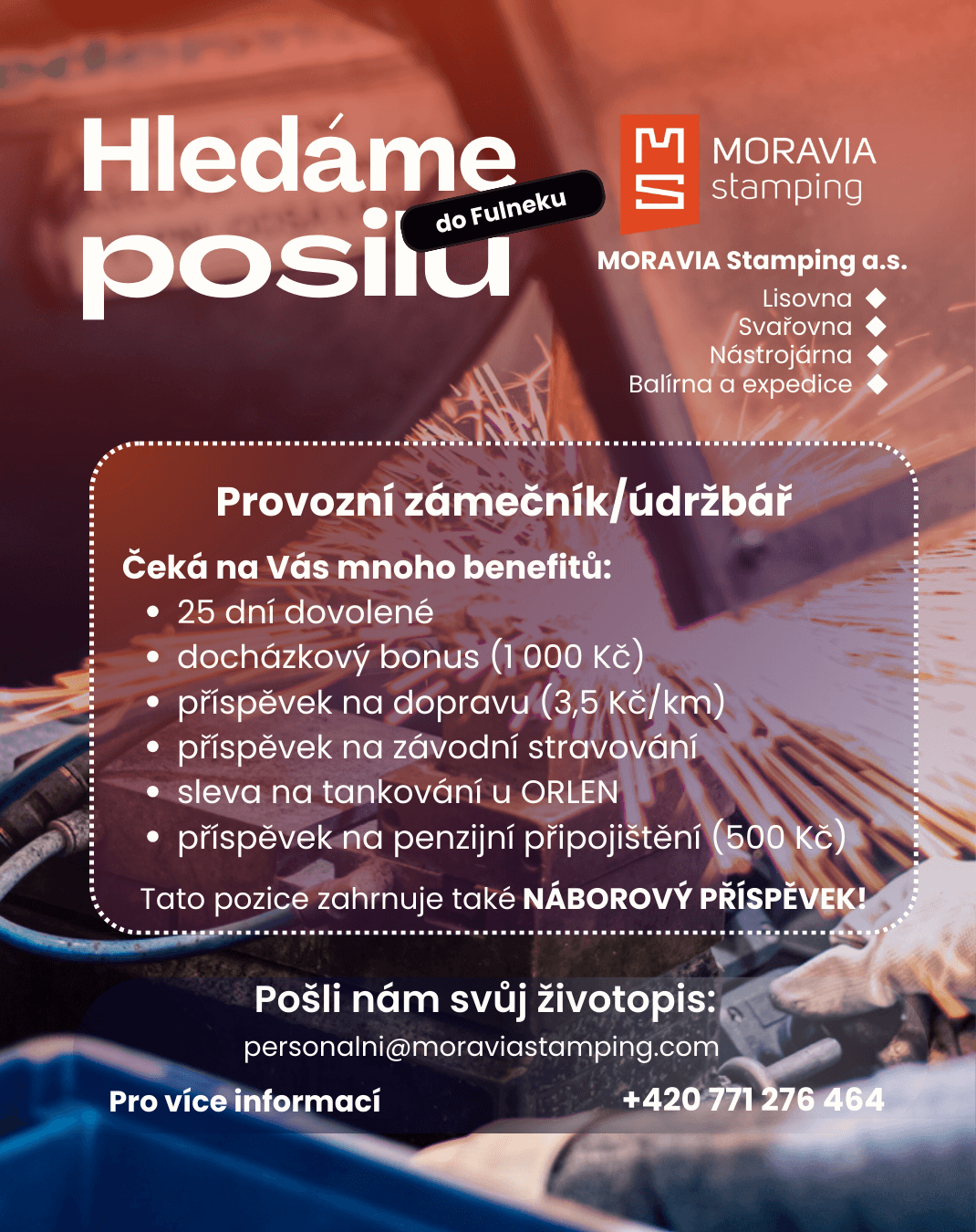 Letáček na pozici Provozní zámečník