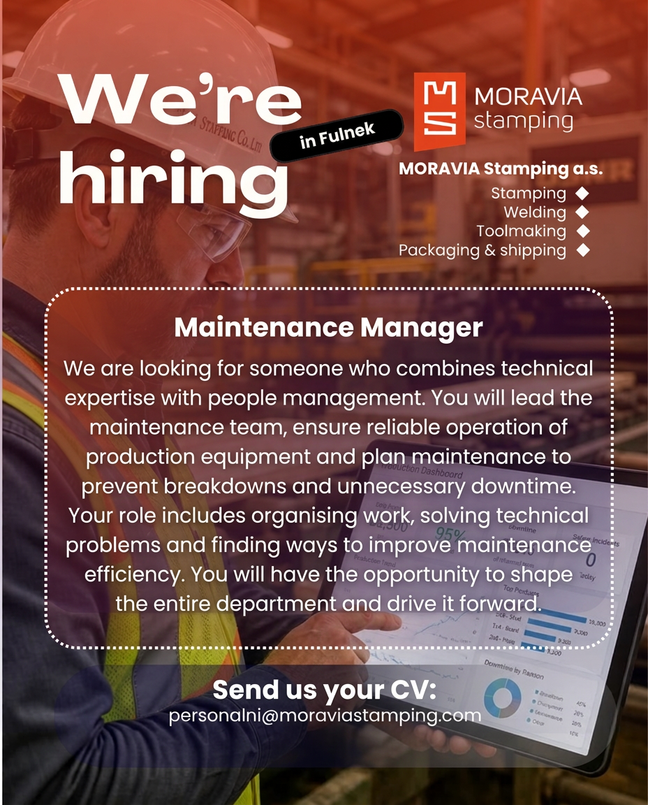 Maintenance Manager recruitment poster in English